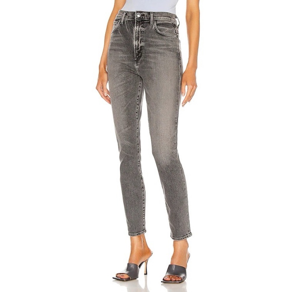 Agolde High Rise Jeans in Washed Black